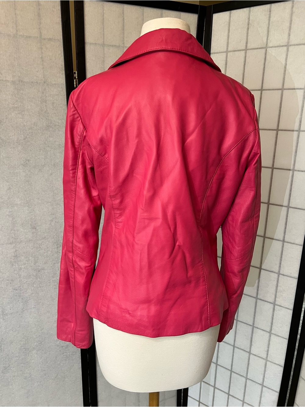 Vintage Neiman Marcus Hot Pink Leather Moto Jacket - Picture 3 of 6